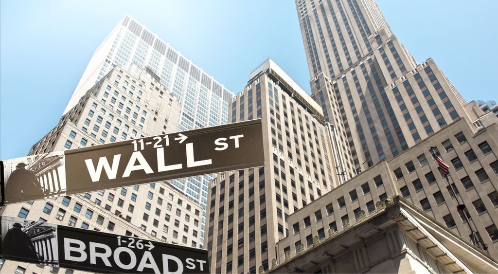 Wall Street sign, buildings