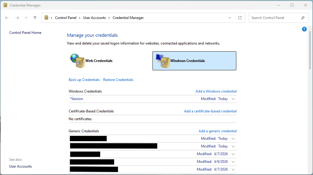 Windows Credentials 2026