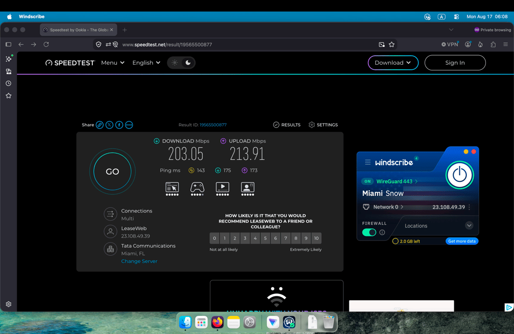 windscribe free speed us