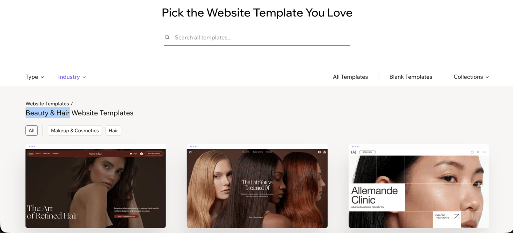 wix templates beauty and hair