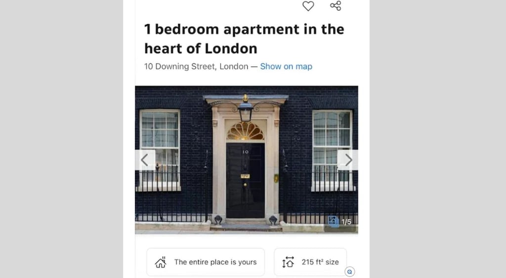 10 Downing Street Booking.com fake listing
