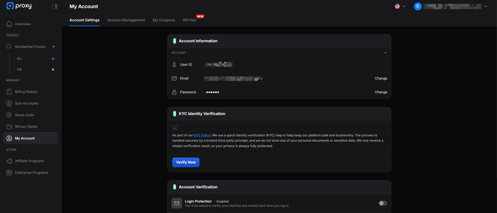 9proxy myaccount