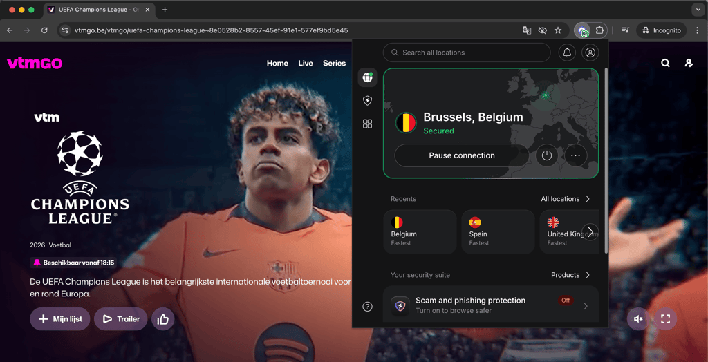 Champions League via VTM GO