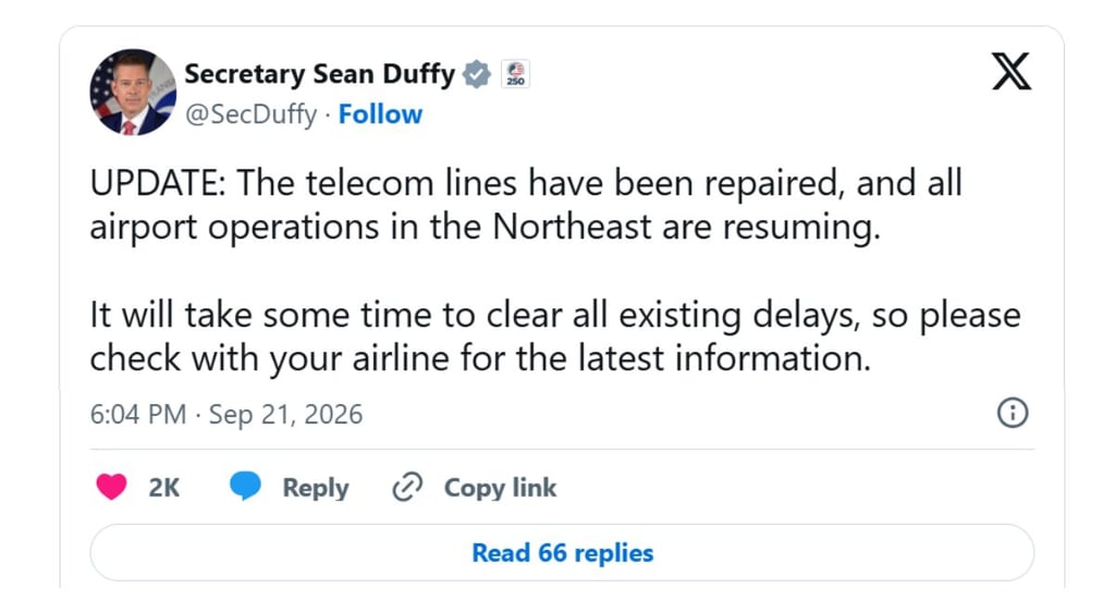Duffy FAA outage X post