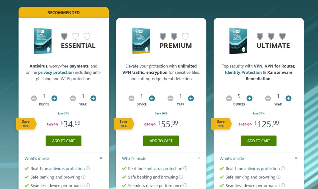 ESET Home Security plans