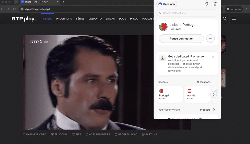 <strong>RTP desbloqueada com a NordVPN</strong>