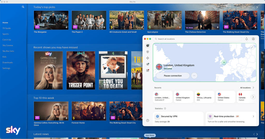 Sky Go unblocked with NordVPN
