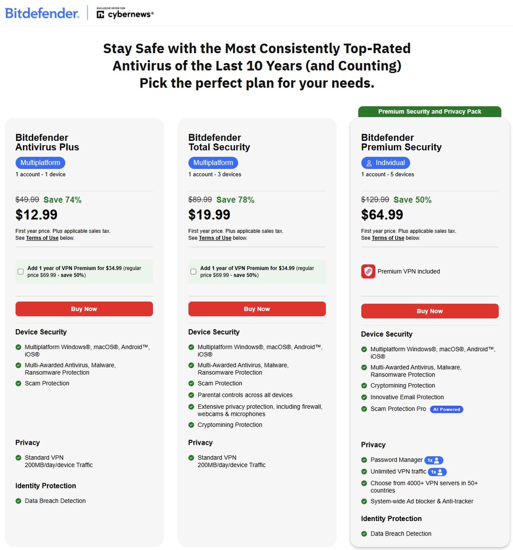 Bitdefender Black Friday deals: plans sale with up to 78% OFF