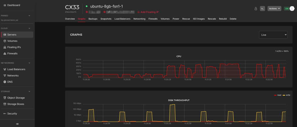 hetzner dashboard interface