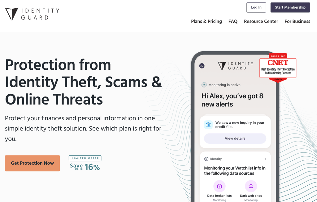 identity guard landing page