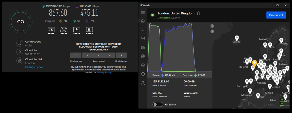ipvanish speed uk