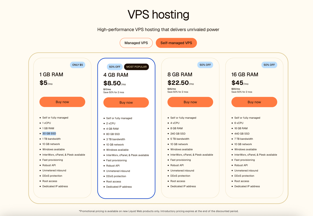 liquid web vps plans and pricing september 2026