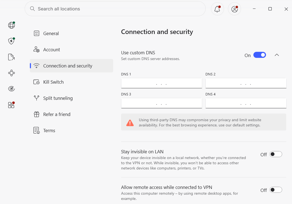 nordvpn custom dns