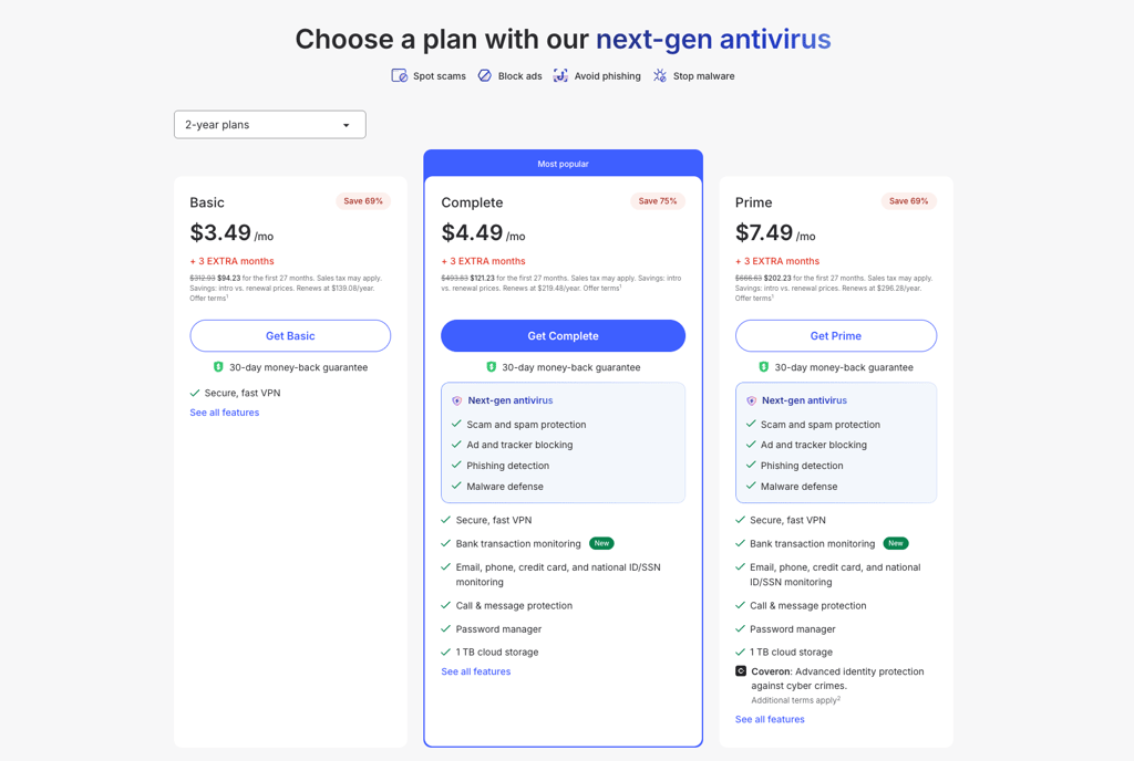 NordVPN pricing page