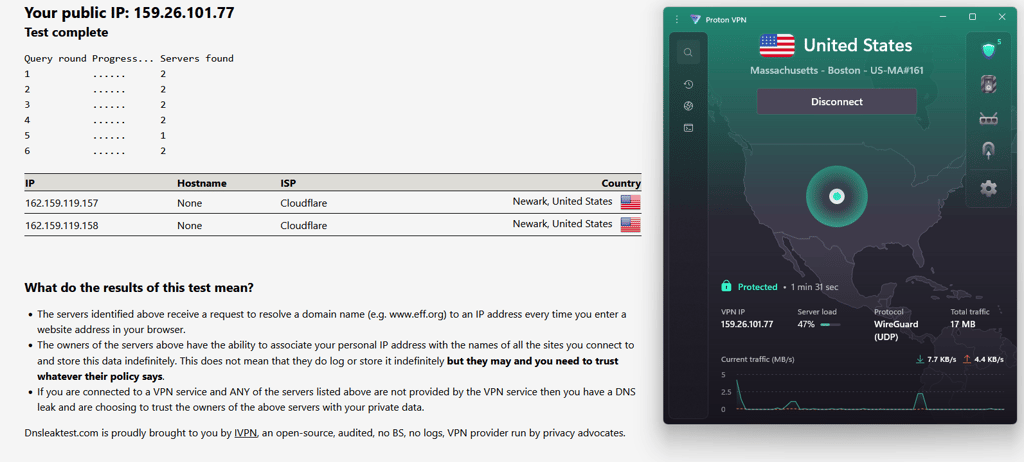 proton vpn dns leak test septermber 2026