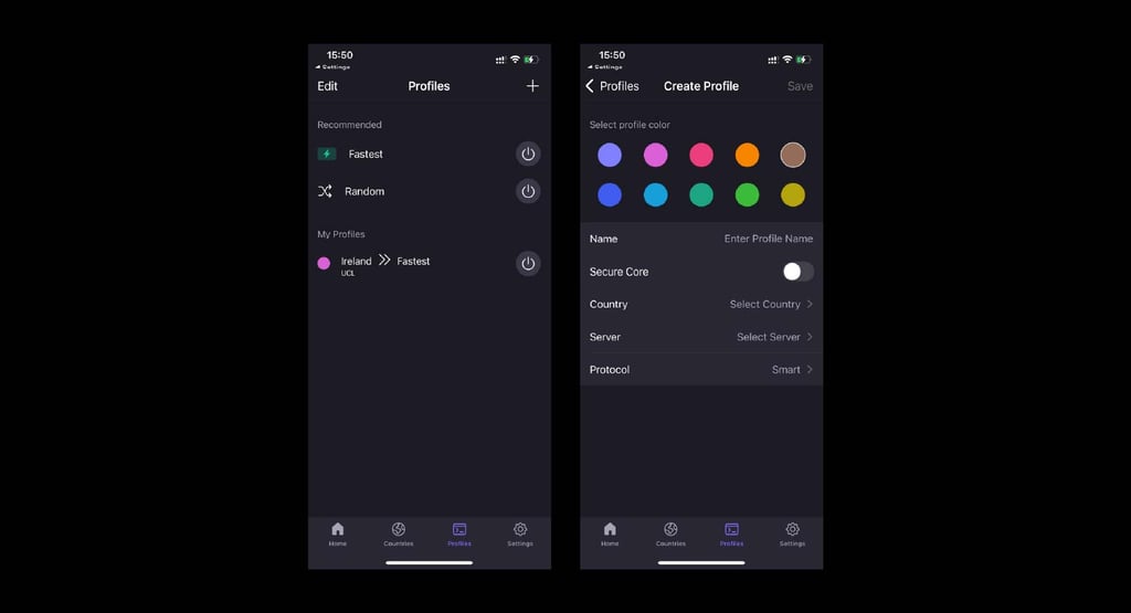 proton vpn ios profile settings