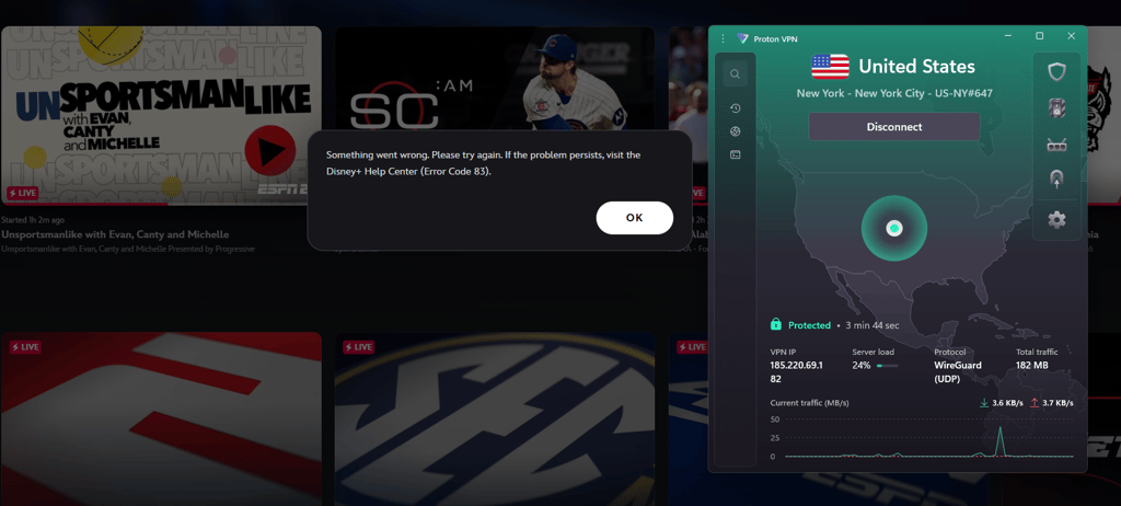 protonvpn espn error