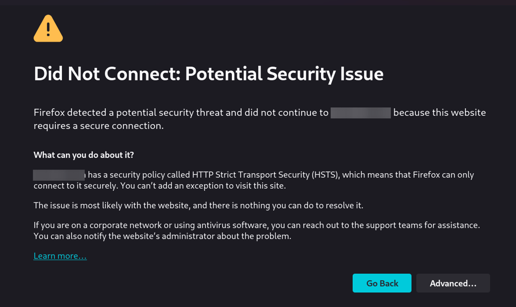 website blocked firefox