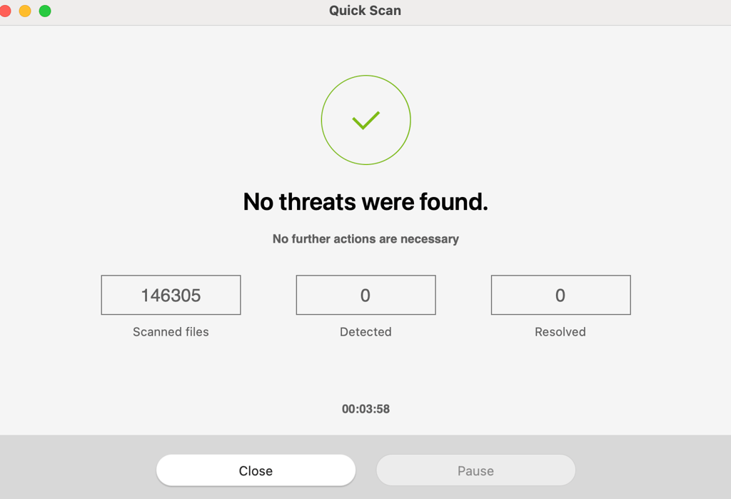 A full system scan completed with Bitdefender Antivirus