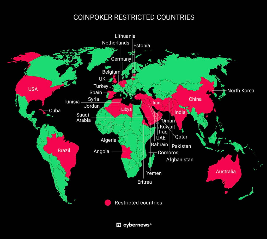 CoinPoker restricted countries map