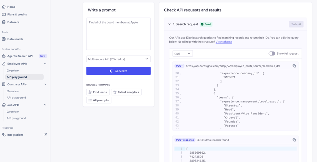 Coresignal Employee API playground