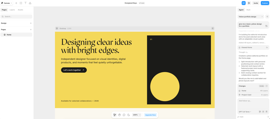 Creating a website from scratch with Framers AI agent
