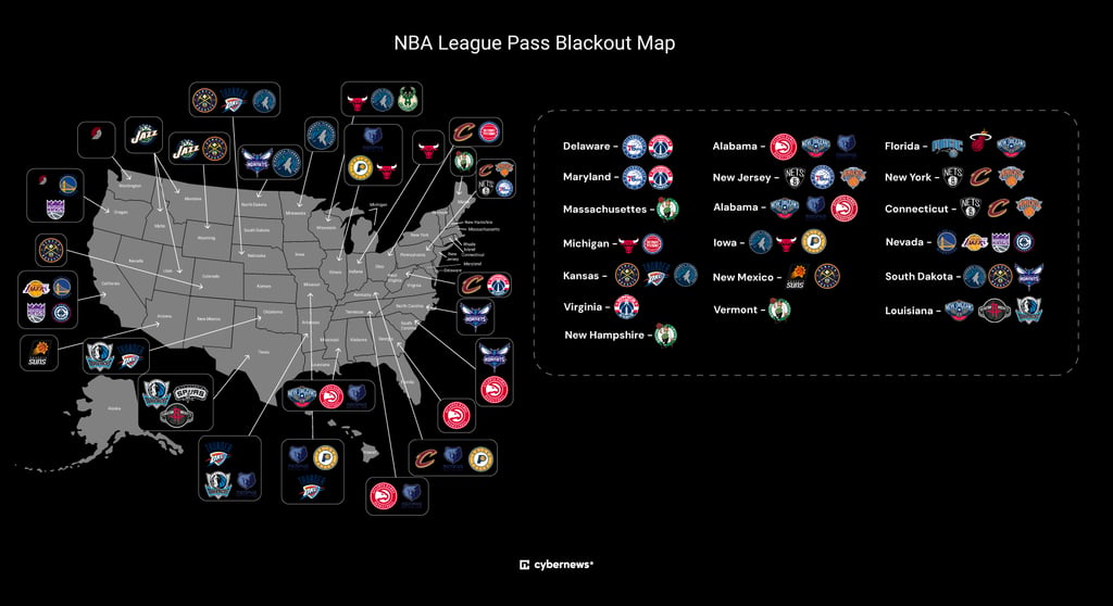 How to bypass NBA league pass blackouts map