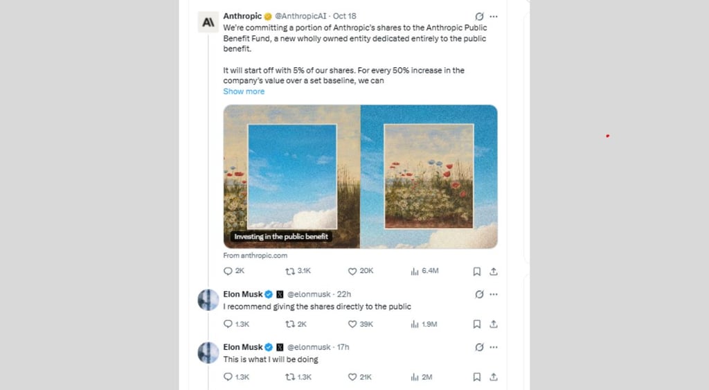 Musk SpaceX shares giveaway Anthropic post