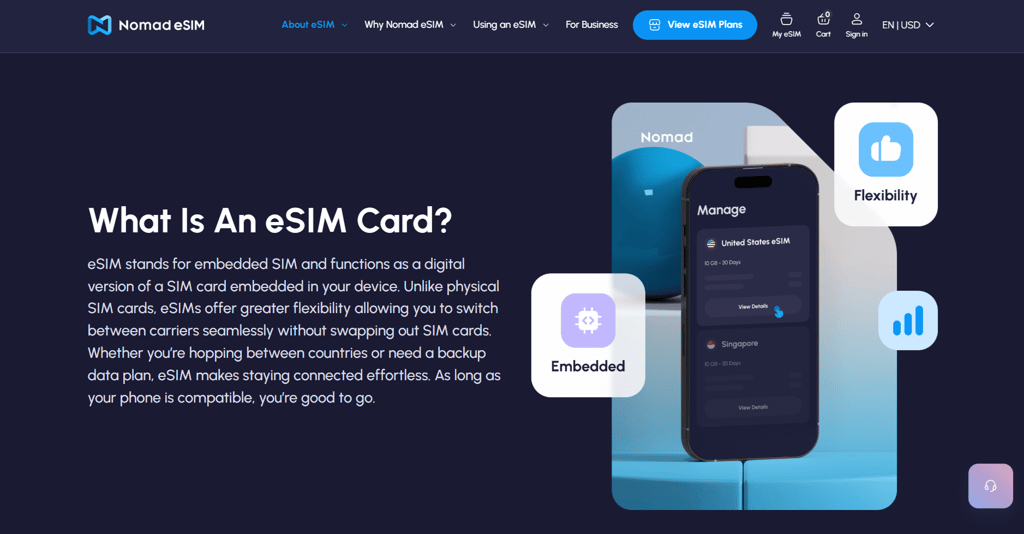 Nomad embedded SIM card explanation