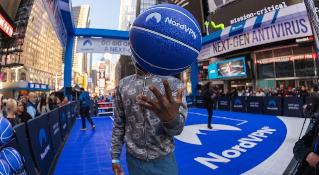 Shaq NordVPN event Times Square basketball