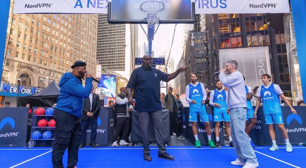 Shaq NordVPN event Times Square wide