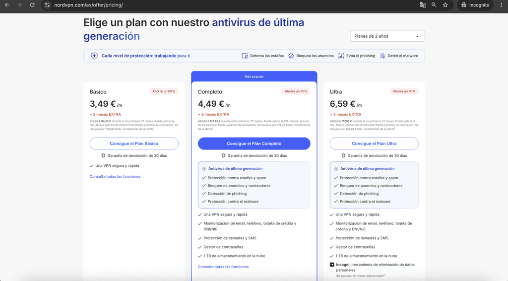 Suscripcion de dos anos de nordvpn