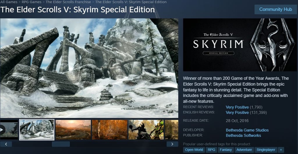 The Elder Scrolls V Skyrim in steam