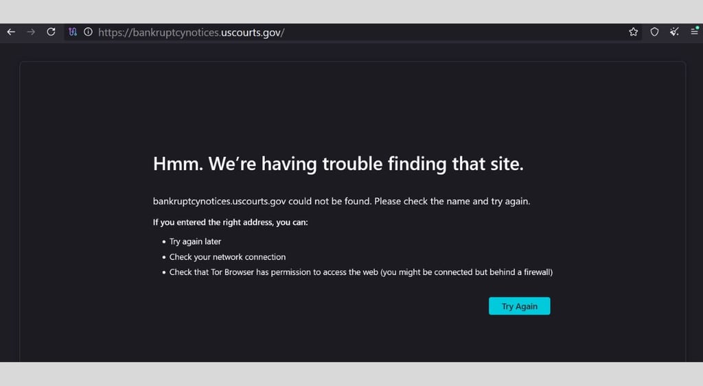 US Bankruptcy Notification Center (BNC) website down