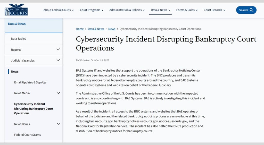 US Bankruptcy Court cyberattack notice