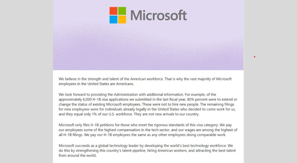 US Visa ban Microsoft response