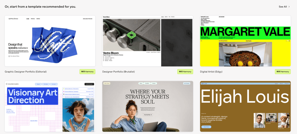 Wix templates gallery
