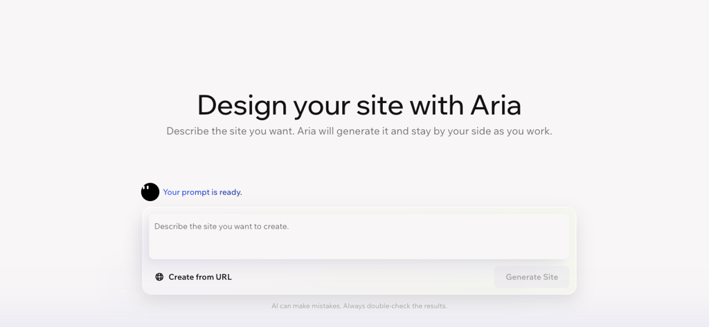 Wixs built in AI agent Aria helps build a website