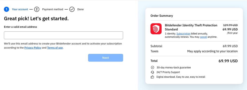 bitdefender itp checkout