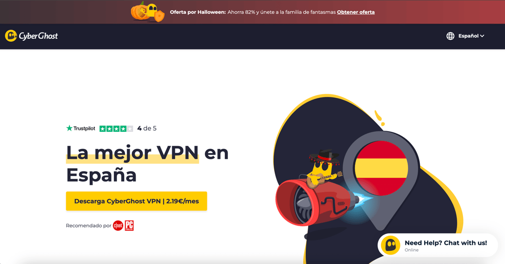 cyberghost pagina de inicio