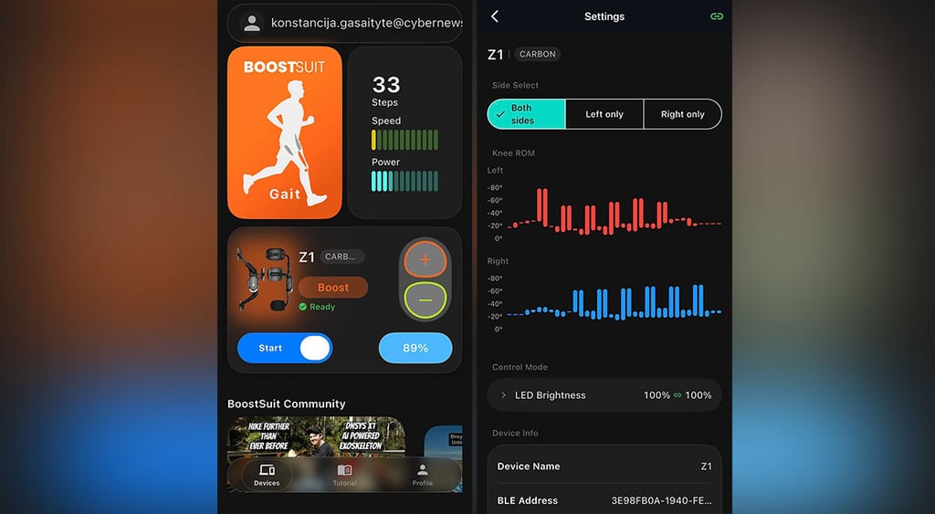 Dnsys exoskeleton app