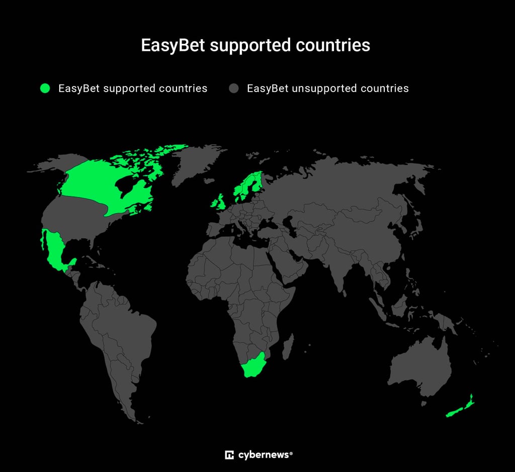 easyBet supported countries map