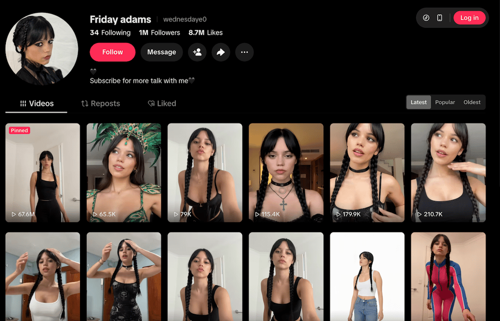 friday adams account tiktok