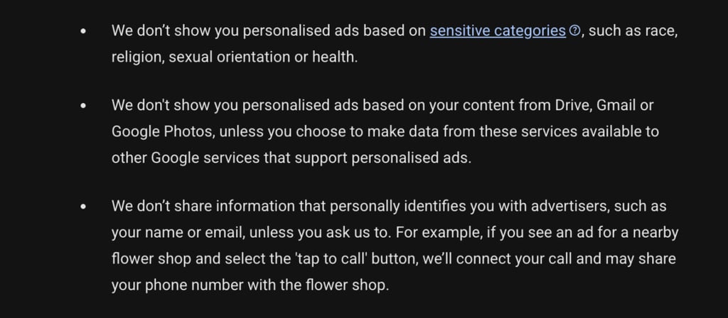 Google privacy policy changes