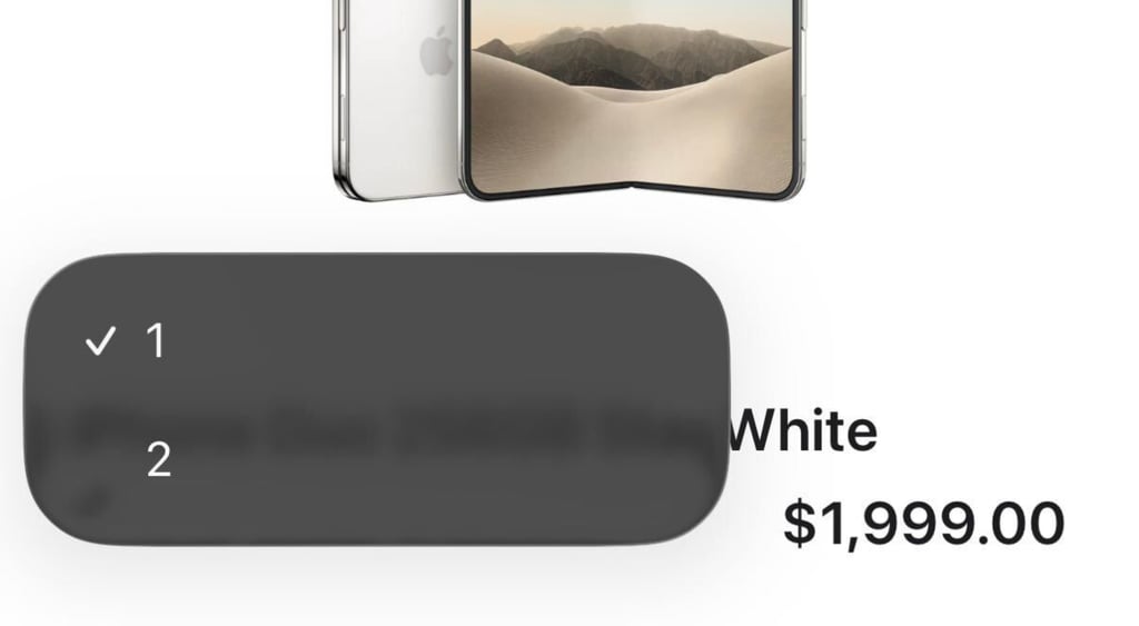Website showing iPhone Duo purchase