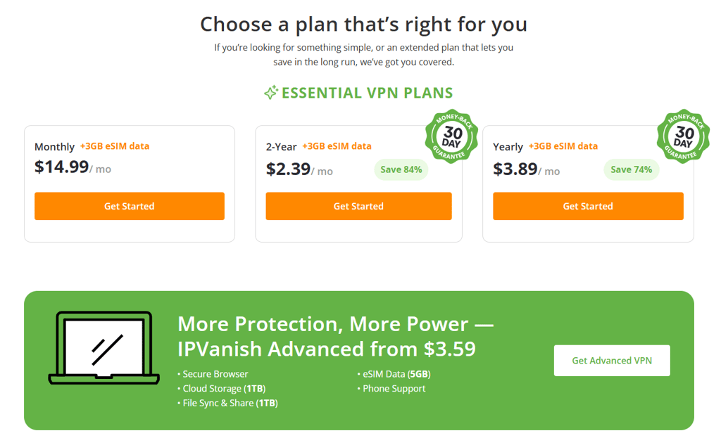 IPVanish plans