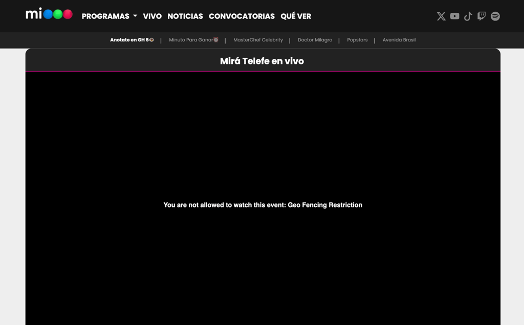 mi telefe error message