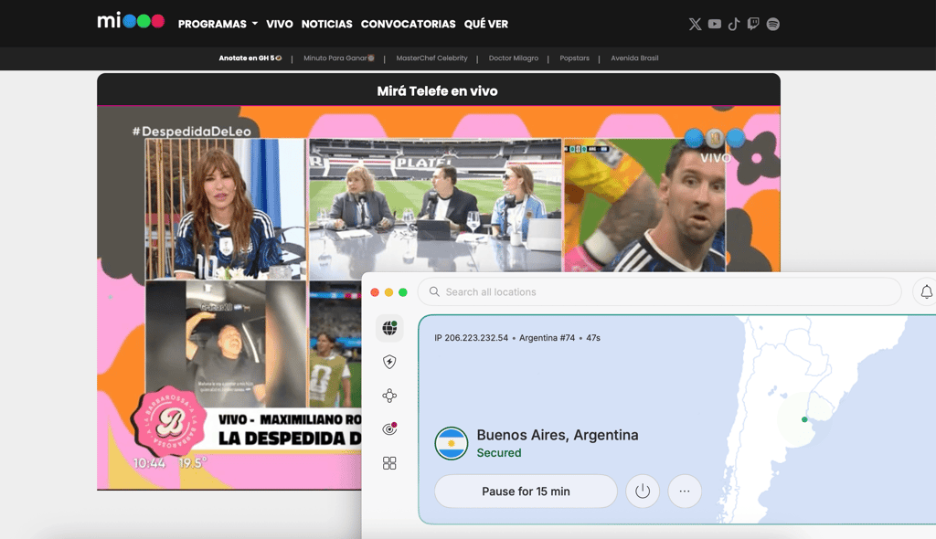 mi telefe unblocked with nordvpn