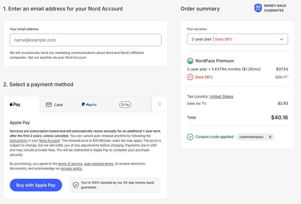 nordpass deal with cybernewspass coupon code active