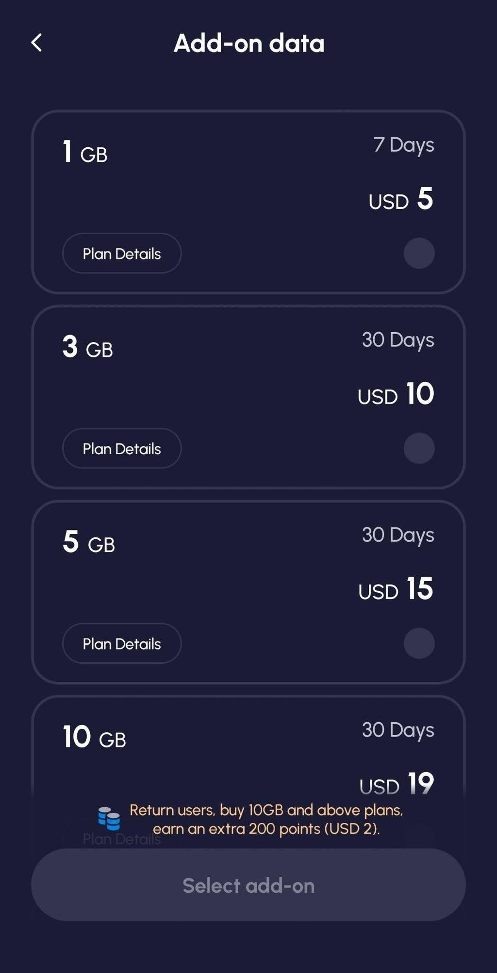 Options for adding more data to a plan